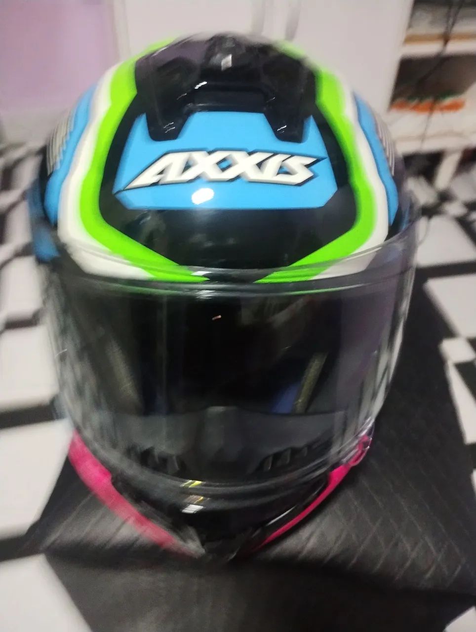 Capacete Axxis - Novo - Azul e Verde * ZAP 
