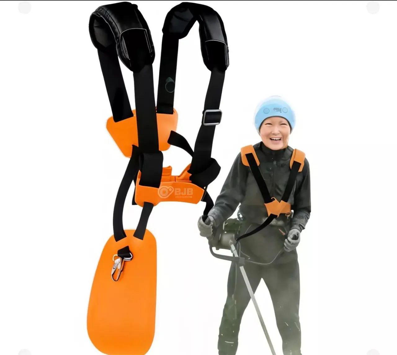 Cinto Especial De Sustentação Cor Preto e Laranja Roçadeiras Multimarcas