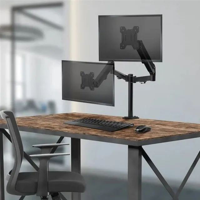 Suporte De Mesa para 2 Monitores de 17 a 27 Ajuste De Altura e Pistão a Gás Novo