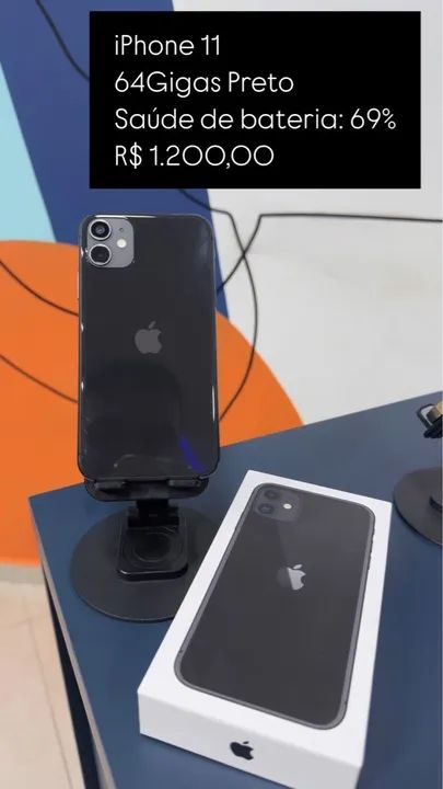 iPhone 11 64GB Preto - Saúde da bateria 69% Semi novo - Celulares