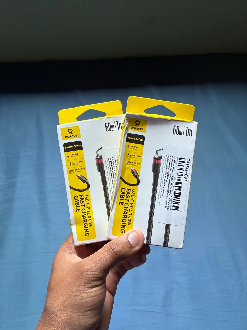 Kit 2 Cabos Turbo Baseus Cafule USB-C para USB-C 60W 1m - Lacrados