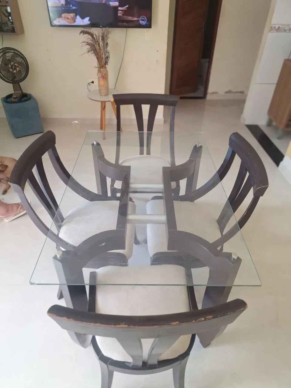 Mesa Madeira Tampo Vidro  - Foto 3