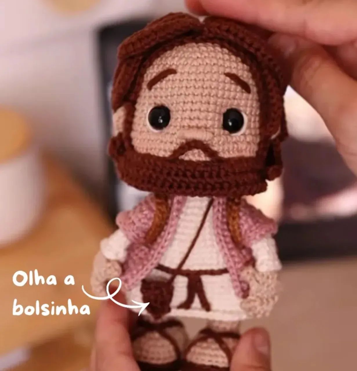 Boneco Boneca Amigurumi Crochê Moderno Sagrada Família The Chosen Jesus 