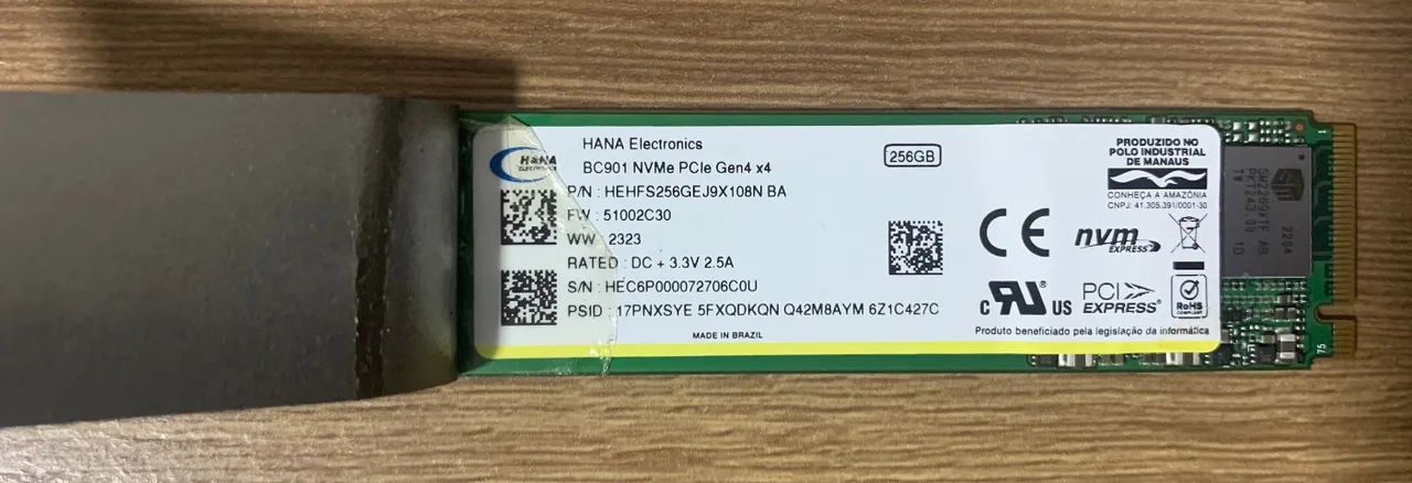 SSD NVME 256GB M.2 2280