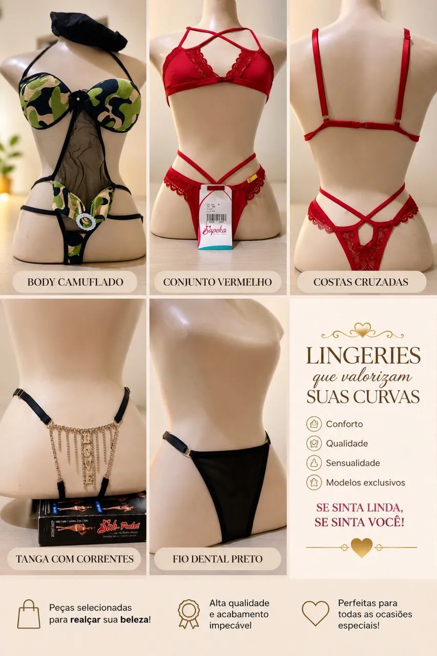 Lingeries Sensuais Novas | Body, Conjuntos e Fio Dental