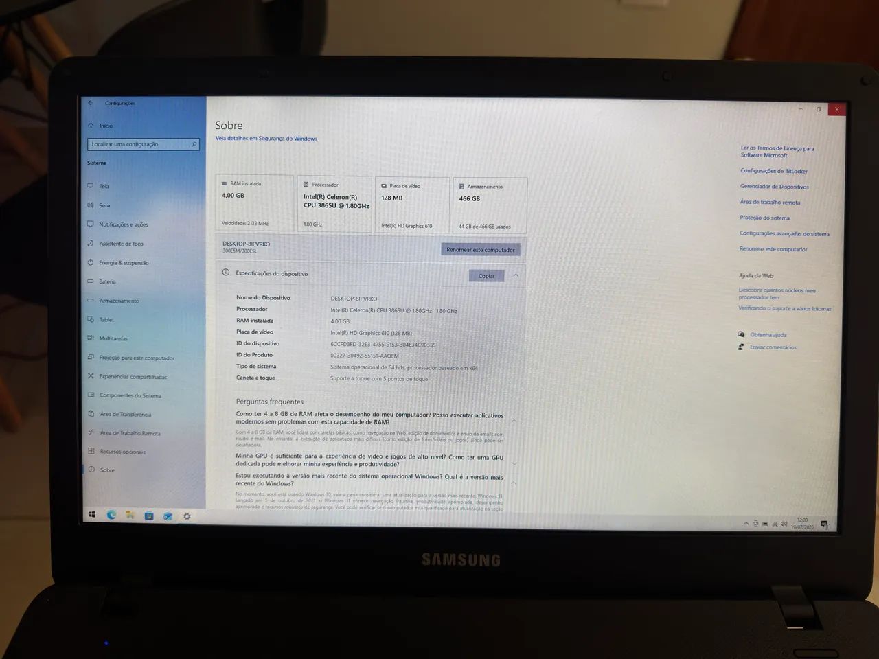Notebook Samsung E21