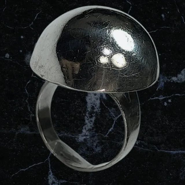 Anel ajustável de prata polida (cúpula) - Foto 4
