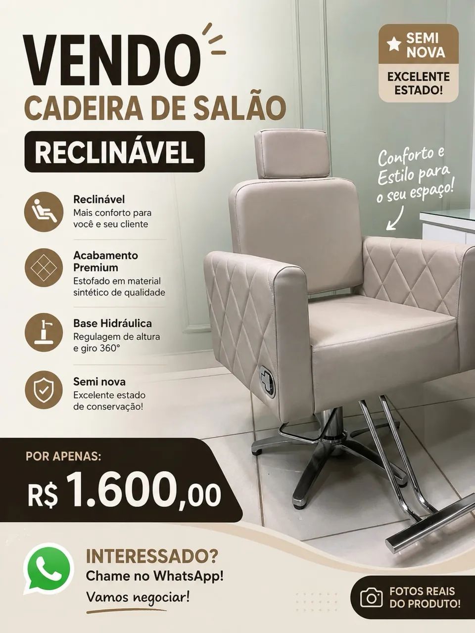 Cadeira de salão reclinável 
