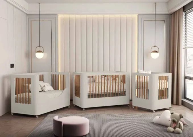 Berço Boom Slim Classic - 3 em 1: Berço/Mini Cama - Reller Areia