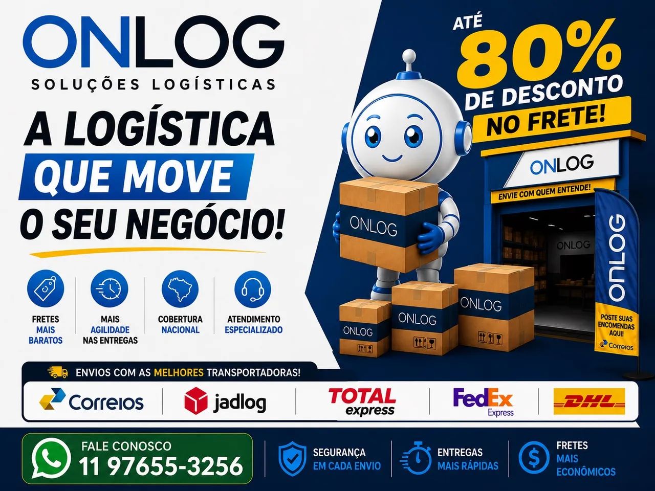 FAÇA ENVIOS COM ATÉ 80% DE DESCONTO 