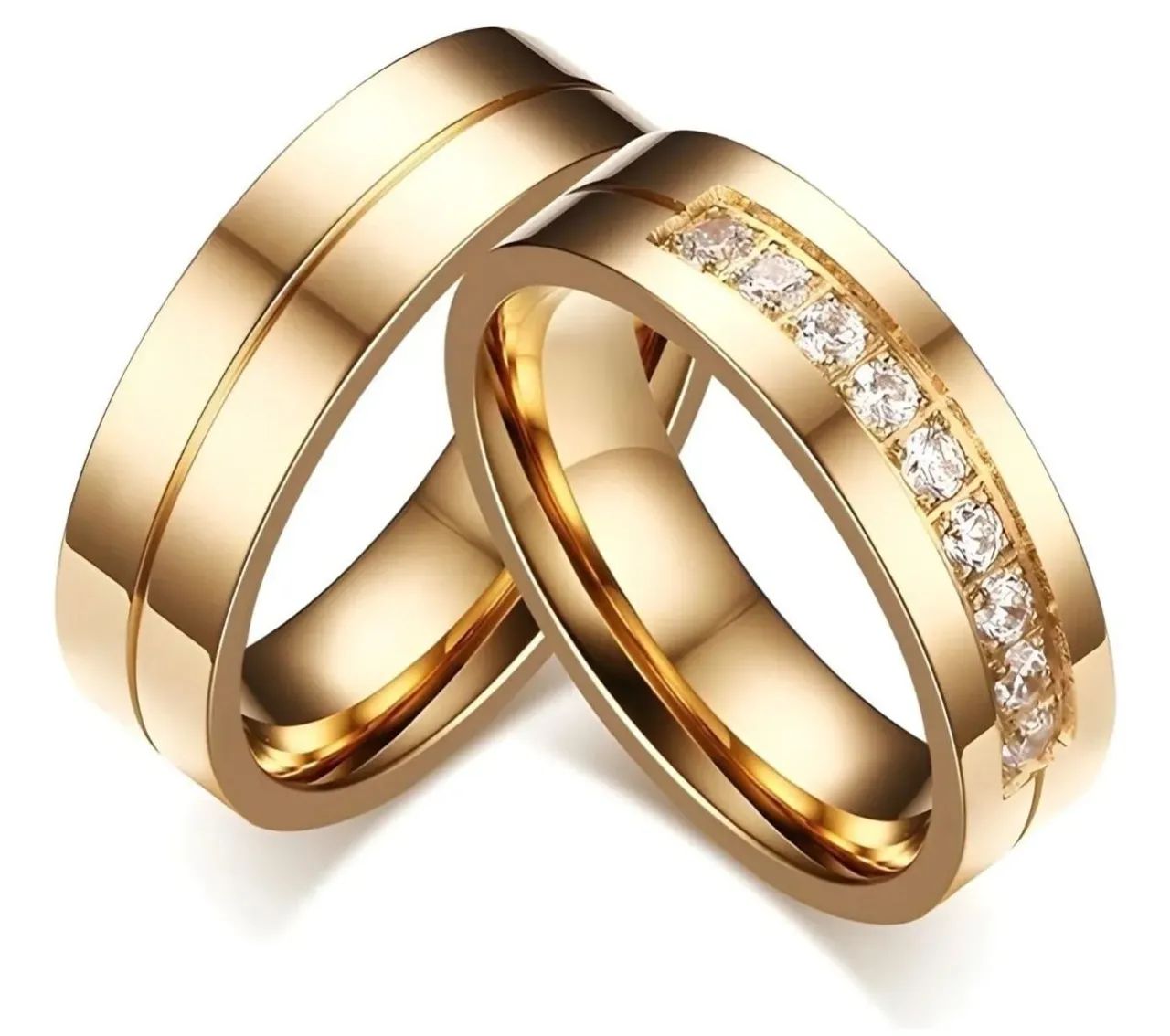 Par de Alianças banhadas a ouro 18k 