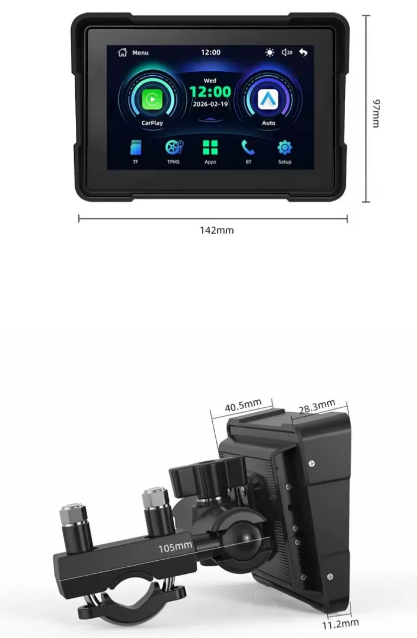 Navegador Motocicleta. tela IPS de 5.0 polegadas, Android Auto & Apple Carplay - Display - Foto 5