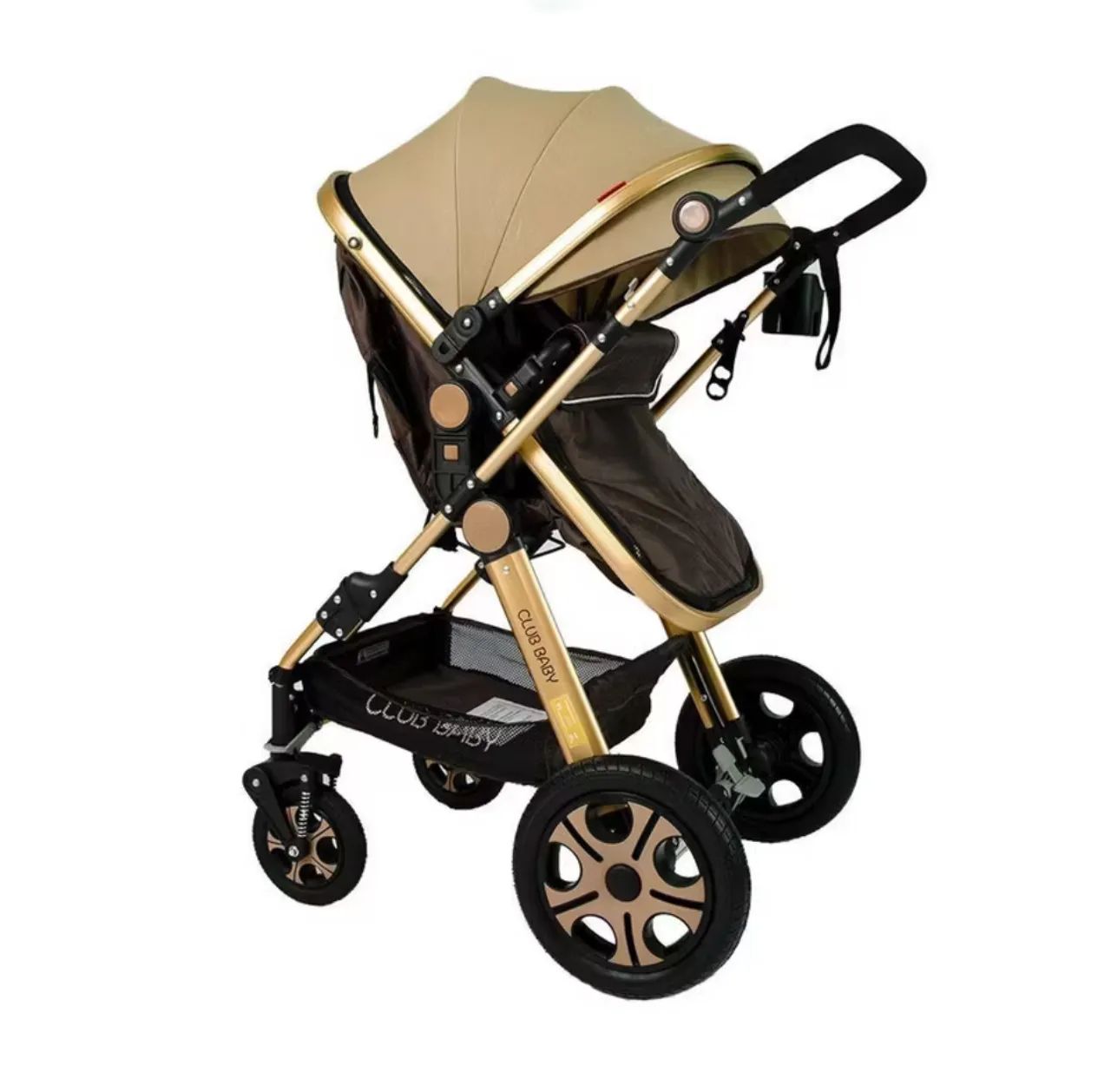 Carrinho de bebê Club Baby Marrom Dourado.  - Foto 2