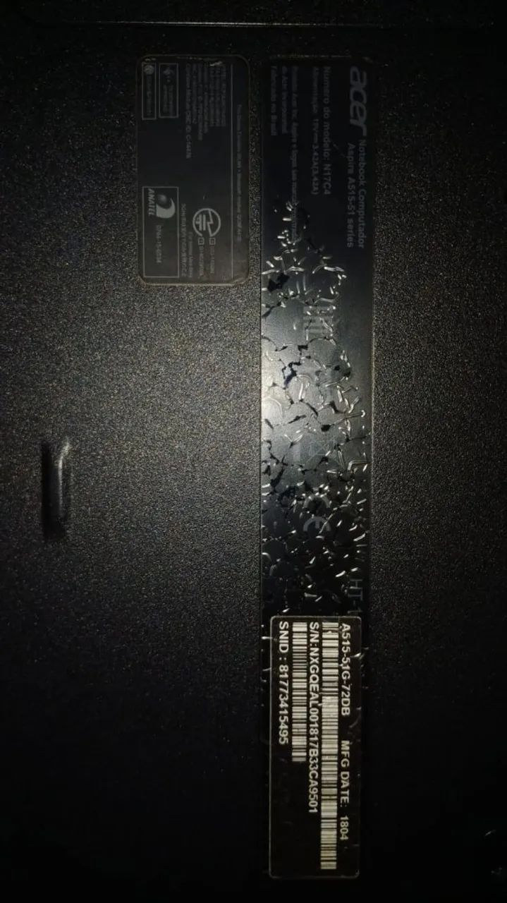 Notebook com defeito