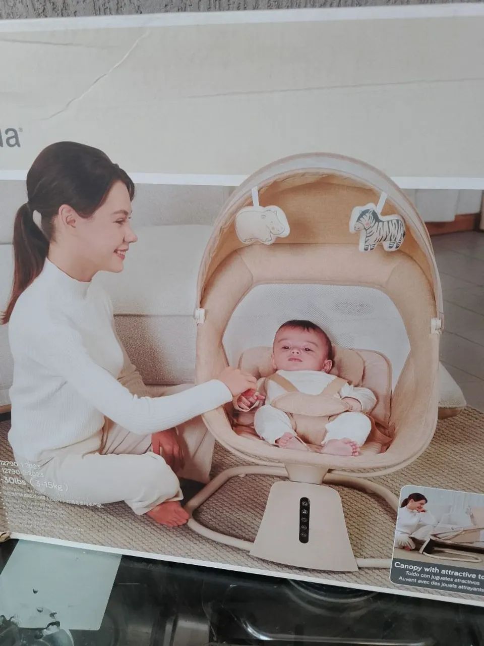 Cadeira de balanço sensor de movimento aura deluxe bege