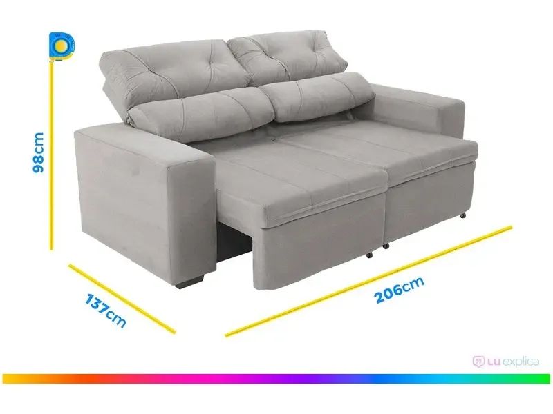 Sofá Retrátil Reclinável 3 Lugares Suede - Foto 4