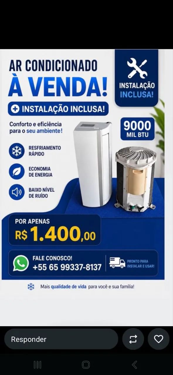 Ar condicionado com instalação inclusa