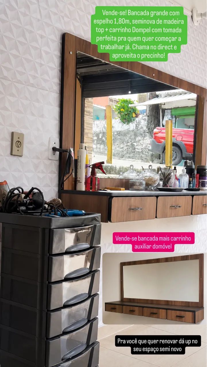Bancada pra salão e carrinho auxiliar dompel - Foto 2