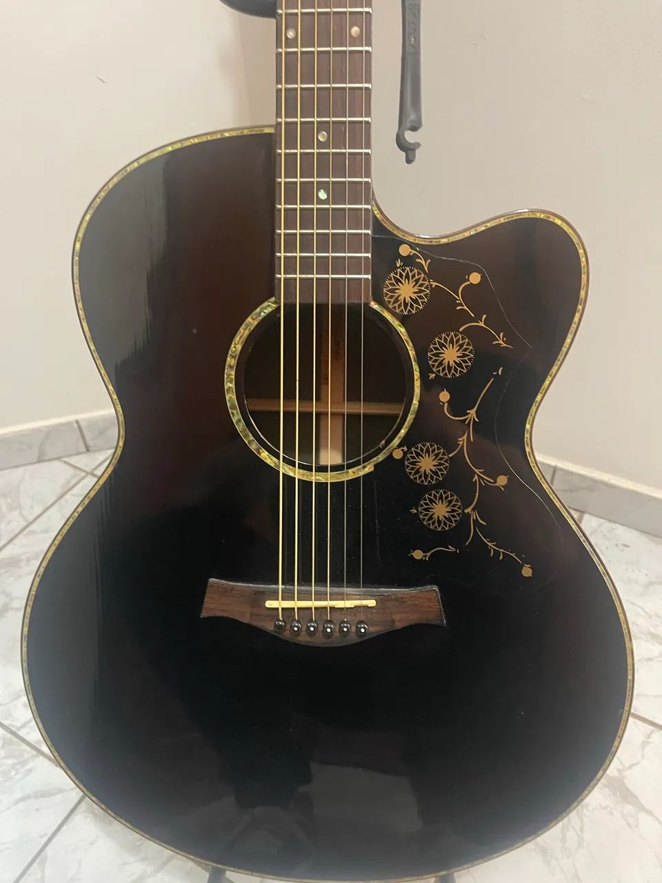 Lindo Violão Jumbo tagima Raridade Violão Antigo Tagima Premium Tj200 Jumbo Preto 