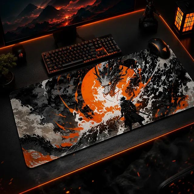 Mouse Pad Dragão Samuray  90x40cm Grande