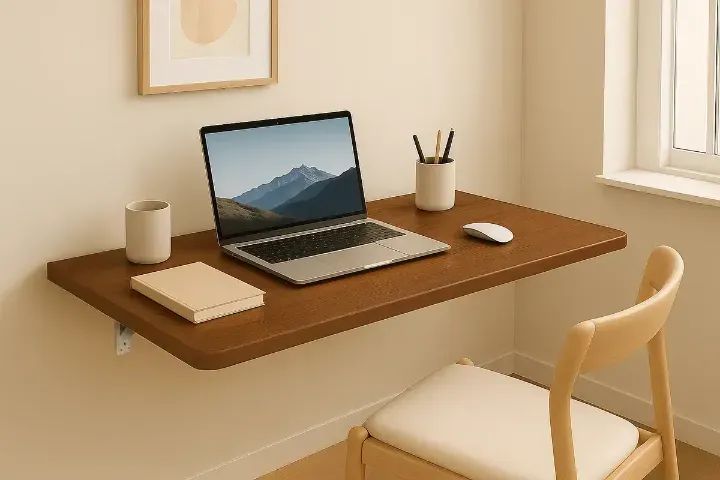 Mesa Retrátil de Parede 125cm × 60cm - Cor marrom 
