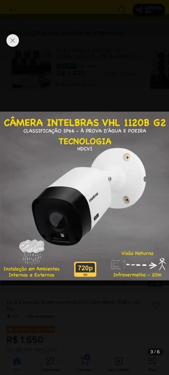 Kit CFTV 8 cameras Intelbras - Foto 3