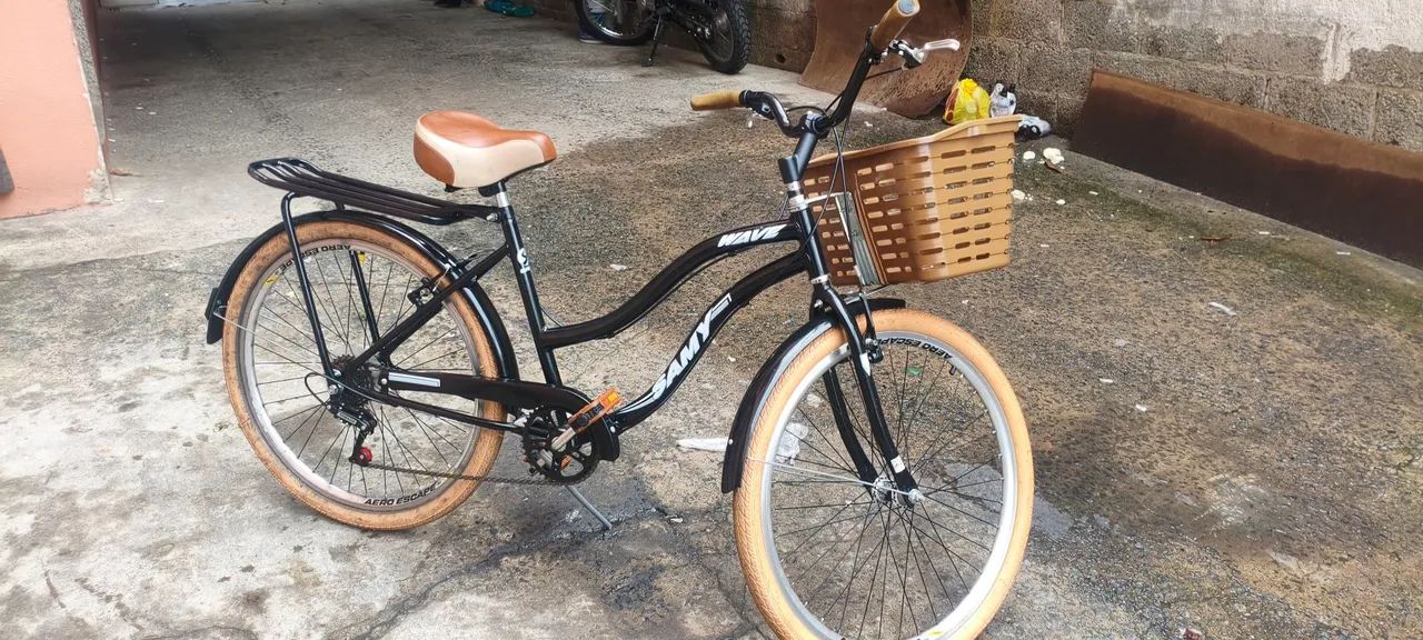 Vendo bicicleta aro 26 com marcha e cesta - Foto 5