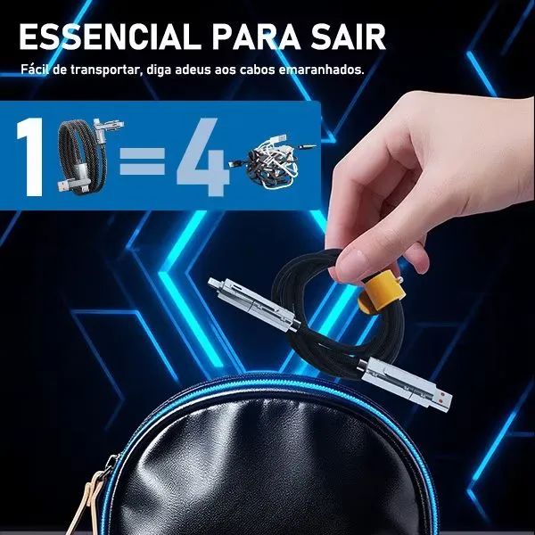 Cabo de carregamento rápido de 2 metros, 4 em 1, 100 W, compatível com Android, Apple - Foto 3