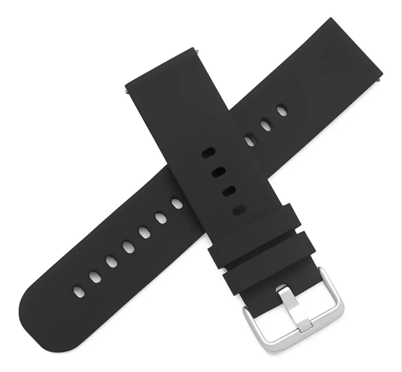 Pulseira 22mm Silicone Wawe Para Relogio Smartwatch C/ Pinos Cor Preta - Foto 2
