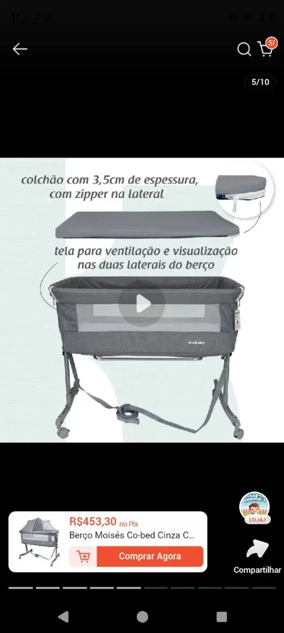 Berço co-bed kababy usado - Foto 4