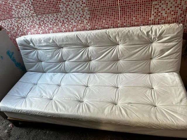 Sofá-cama branco em couro sintético - Foto 2