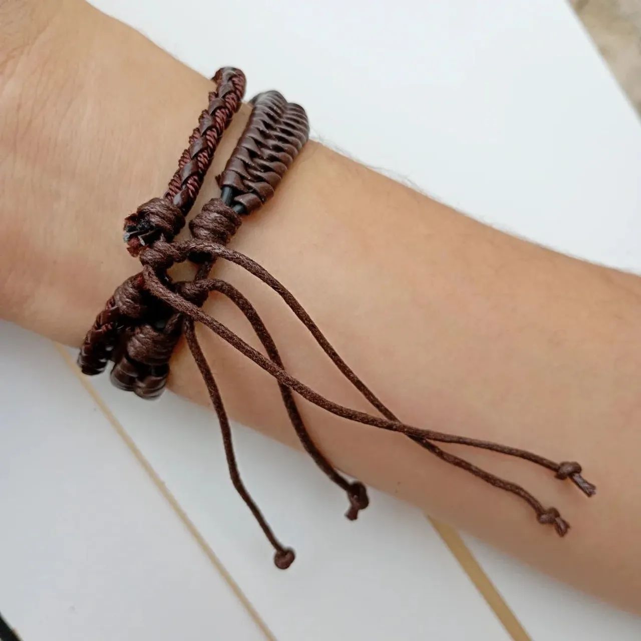 Pulseiras Masculinas Macramê Marrons - Foto 4