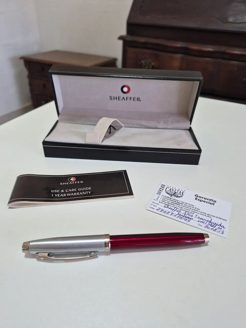 Caneta Tinteiro Sheaffer 100 - Cromo Vermelho  