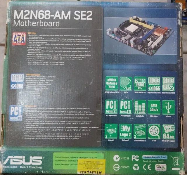 Placa-mãe COMPLETA AMD ASUS M2N68-AM SE2 + Caixa + Manual + CD + Espelho (100% OK) - Foto 2