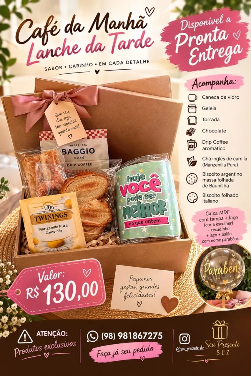 Cestas de presentes e café da manhã 