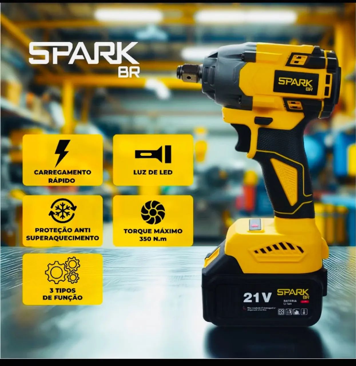 Chave impacto SPARK BR 21V brushless. - Foto 4