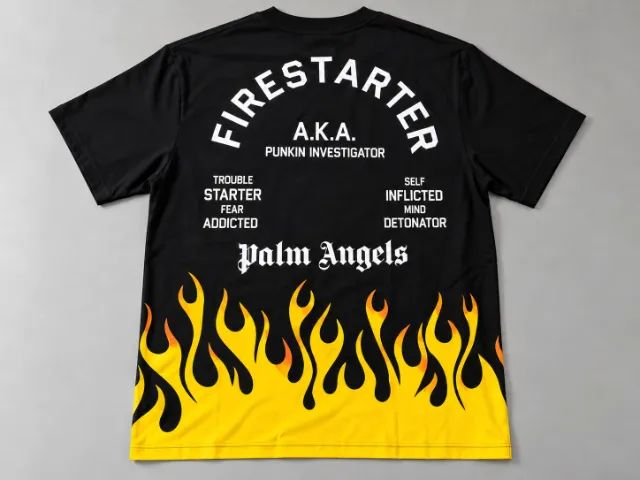 Camiseta Palm Angels Firestarter Preta/Amarela Tam. L - Nova - Foto 2