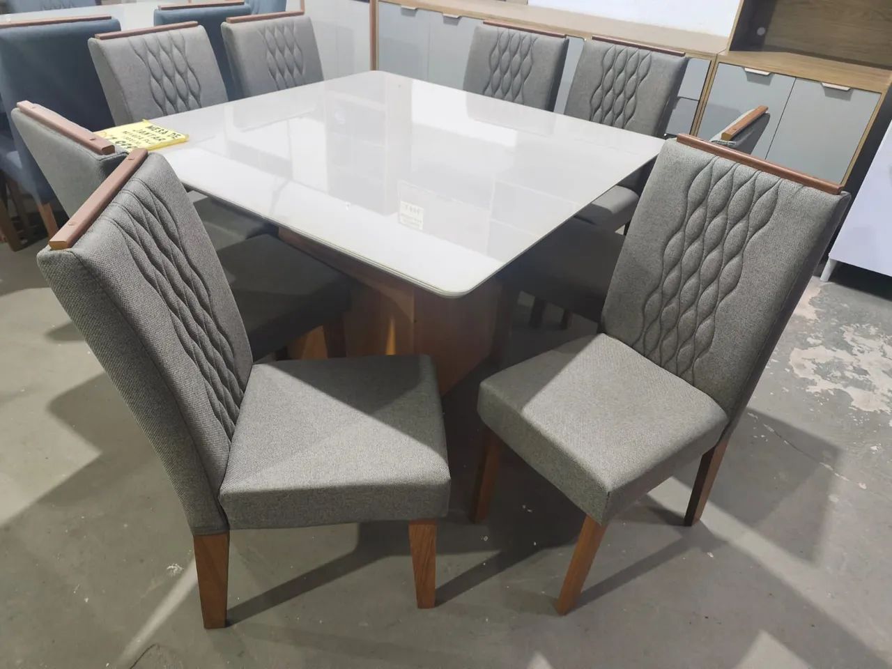 Mesa Nevada plus com 8 cadeiras 100% MDF tampão com vidro 1.30×1.30 - Foto 3