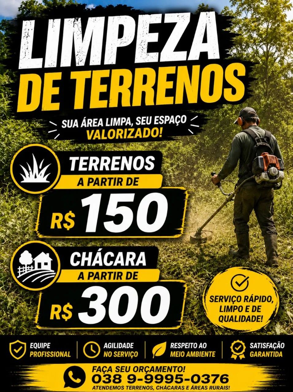 Limpeza de terreno,chácara, sítio e manga 