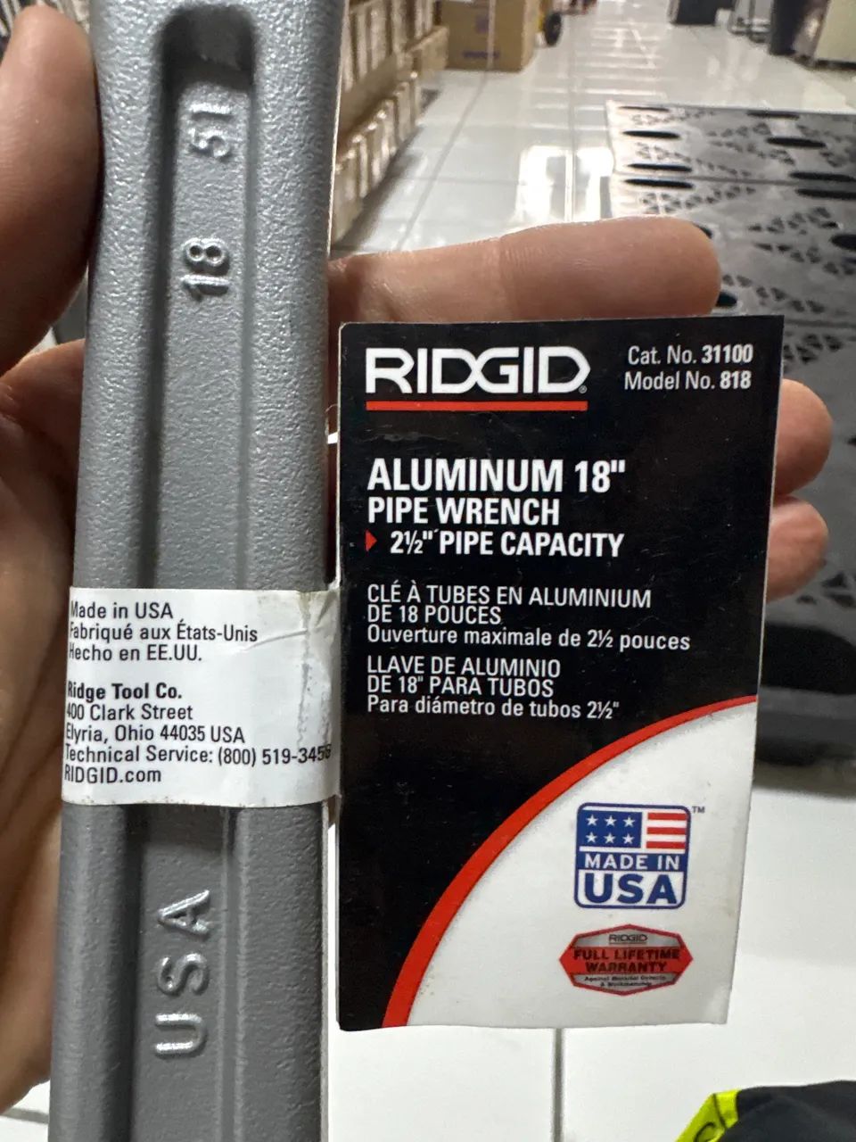 Chave Grifo Americana em Alumínio 18 Polegadas RIDGID Abertura Máxima 2-1/2 NOVA - Foto 4