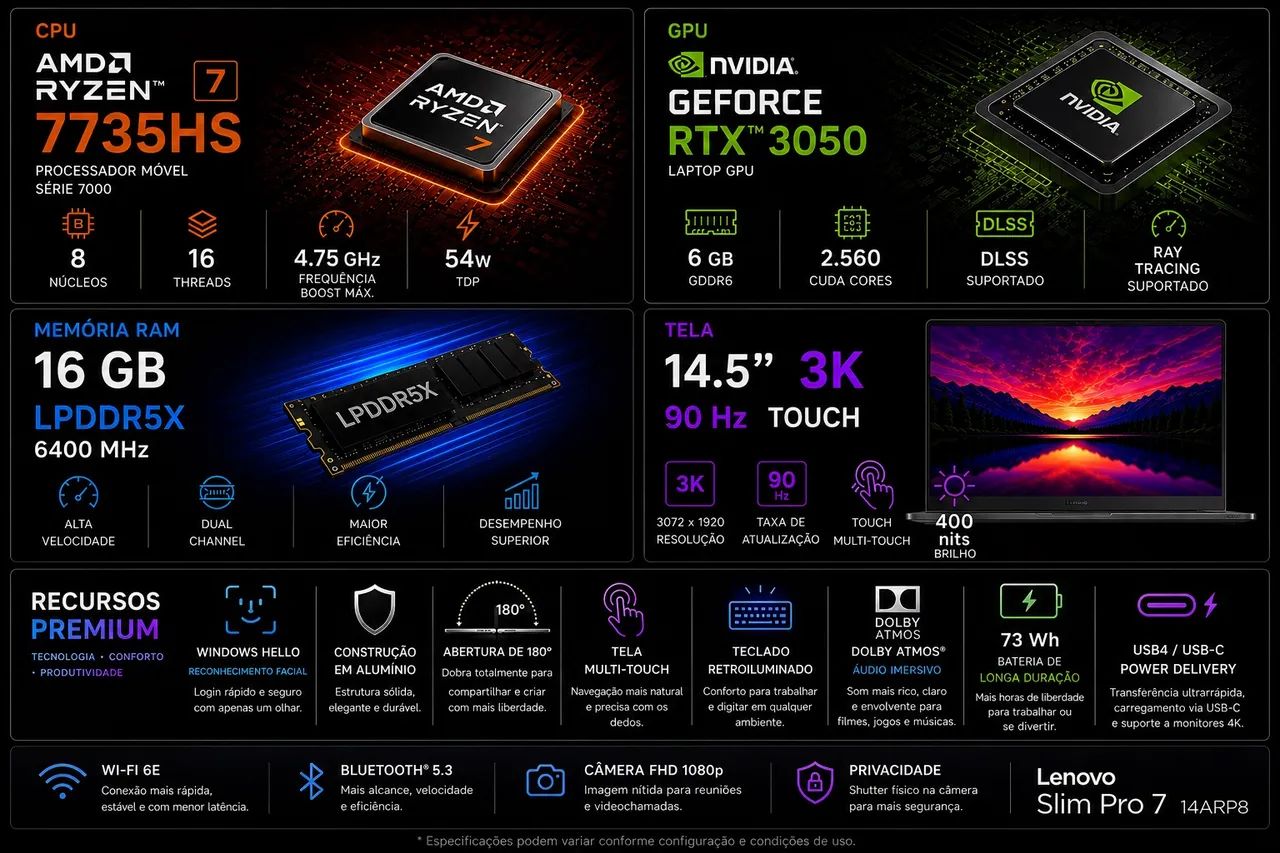 Notebook Lenovo Slim Pro 7 - Foto 4
