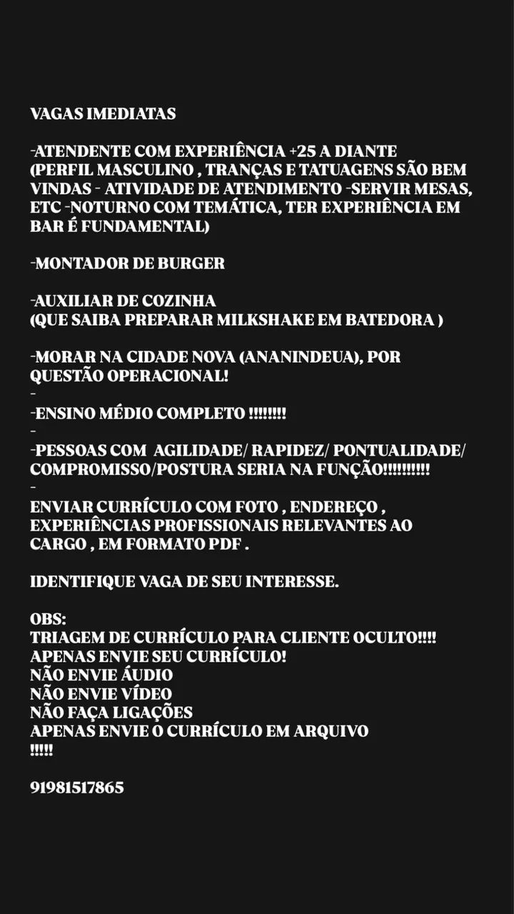 2 Vagas disponíveis 