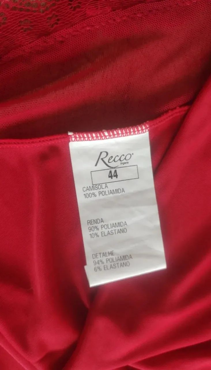 Camisola com renda e calcinha Recco vermelha  - Foto 4