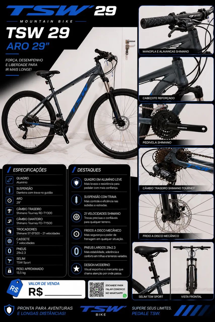 Bicicleta MTB TSW Ride 29 Aro 29 | Nova