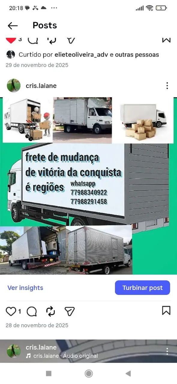 Fretes viagens e mudanças 