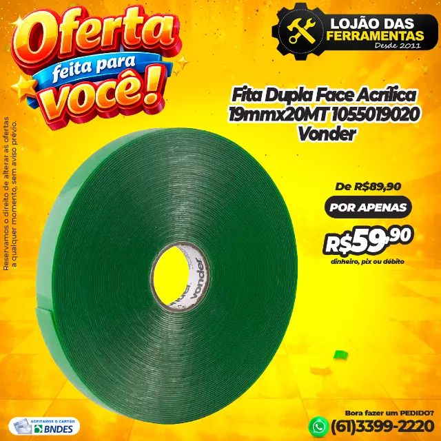 Fita Dupla Face Acrílica 19mmx20MT 1055019020 Vonder