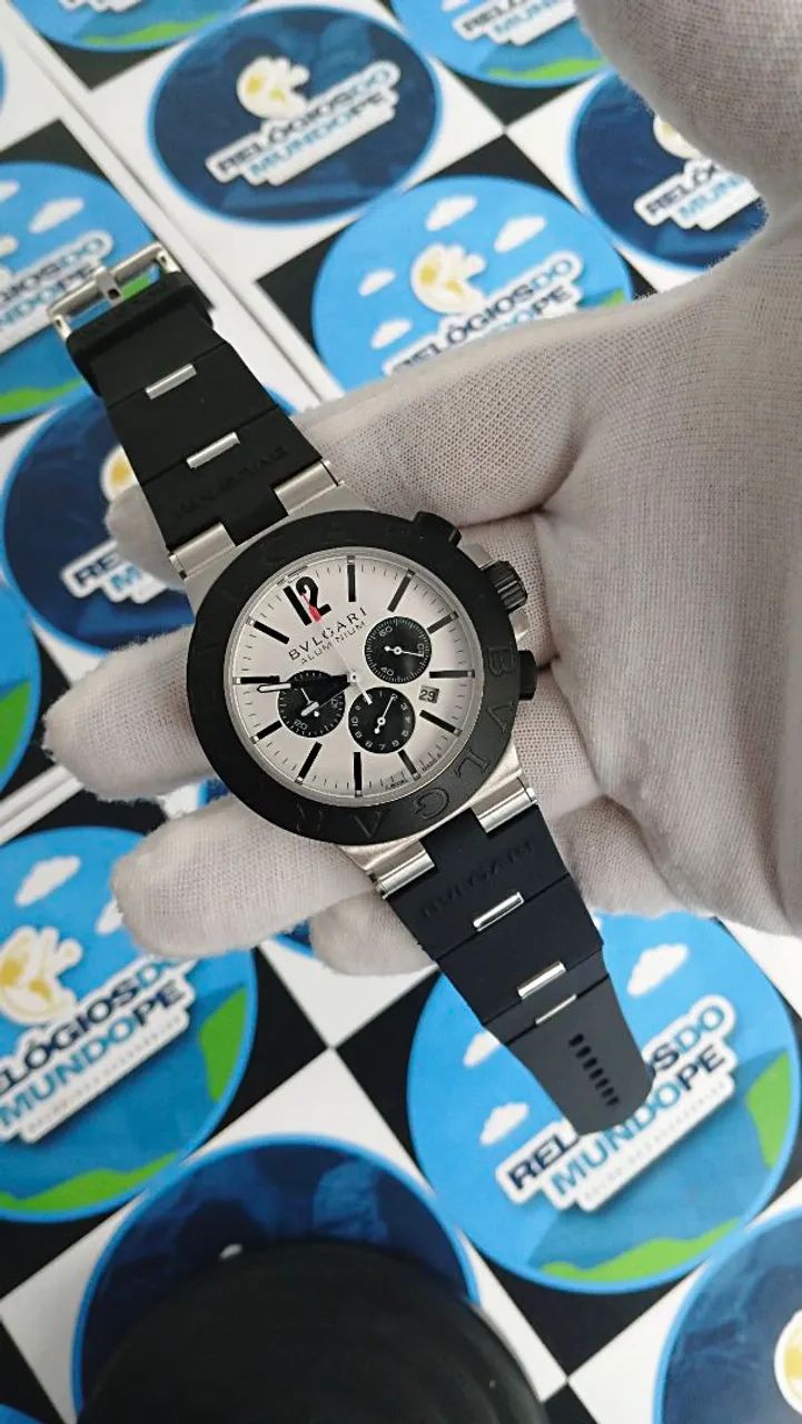 RELÓGIO BVLGARI ALUMINIUM CHNOGRAPH FUNDO BRANCO  - Foto 2