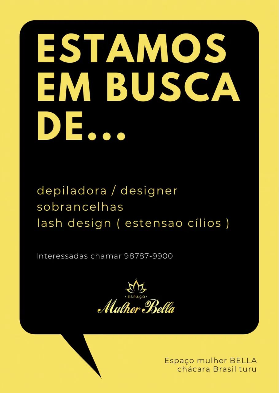 Vaga para depiladora lash designer