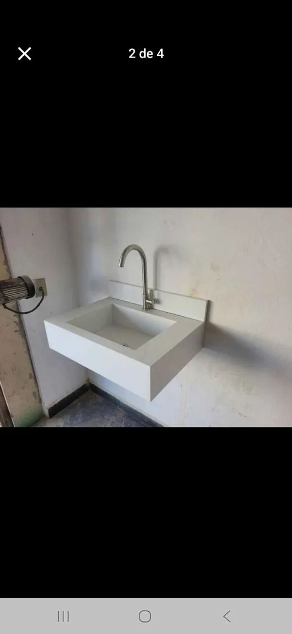 Pia em porcelanato. 62x45x15 branco polido.