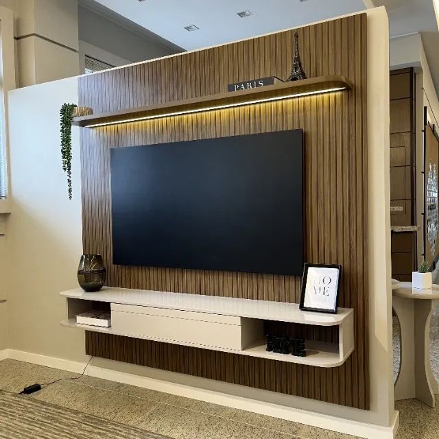 Painel de TV 75 Polegadas | Fita de LED | Nicho para Eletrônicos | Entrega Rápida - Foto 4